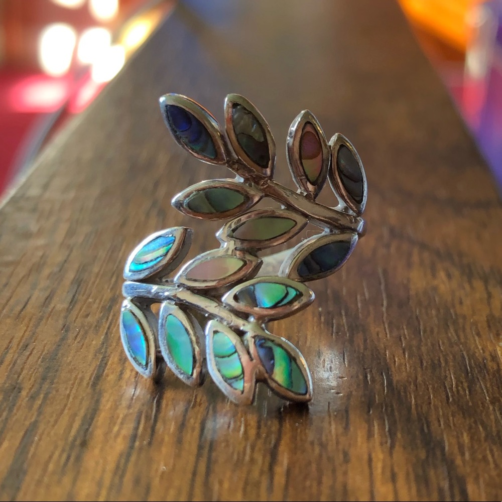 Abalone Shell Leaf Ring